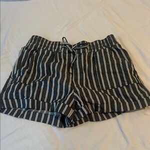 Ci Sono Black and White Cargo Shorts with Stripes